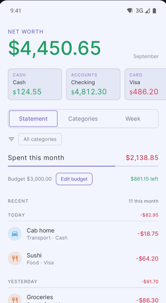 The same home screen in the light theme